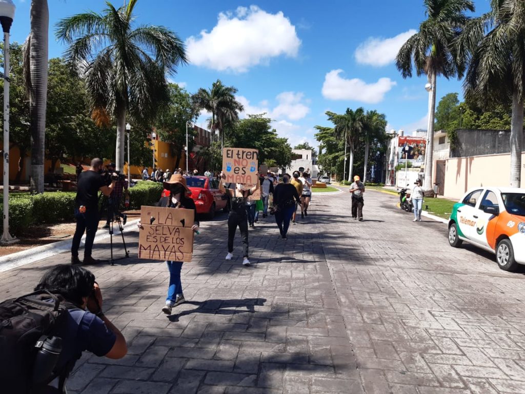 Protestan para solicitar la cancelación del Tren Maya