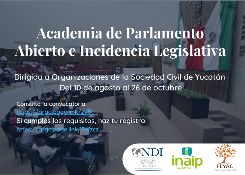 Convocan a organizaciones de la sociedad civil a participar en Academia de Parlamento Abierto