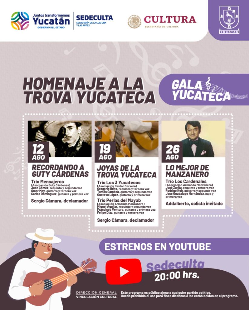 Tríos de las cuatro asociaciones de trovadores participarán en Gala Yucateca