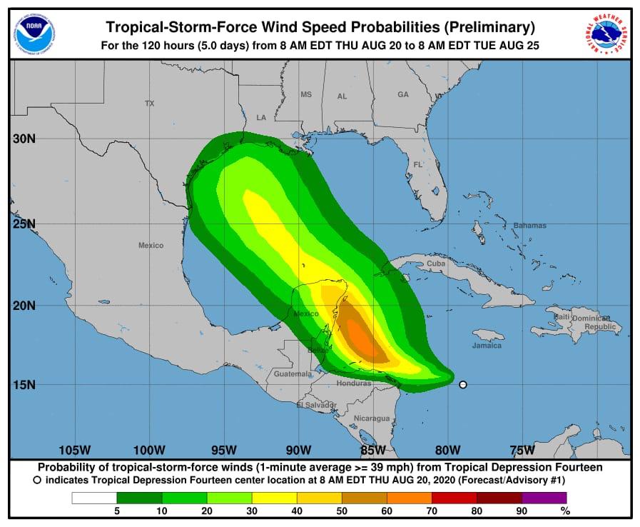 Se forma depresión Tropical #14 que podría afectar a Yucatán