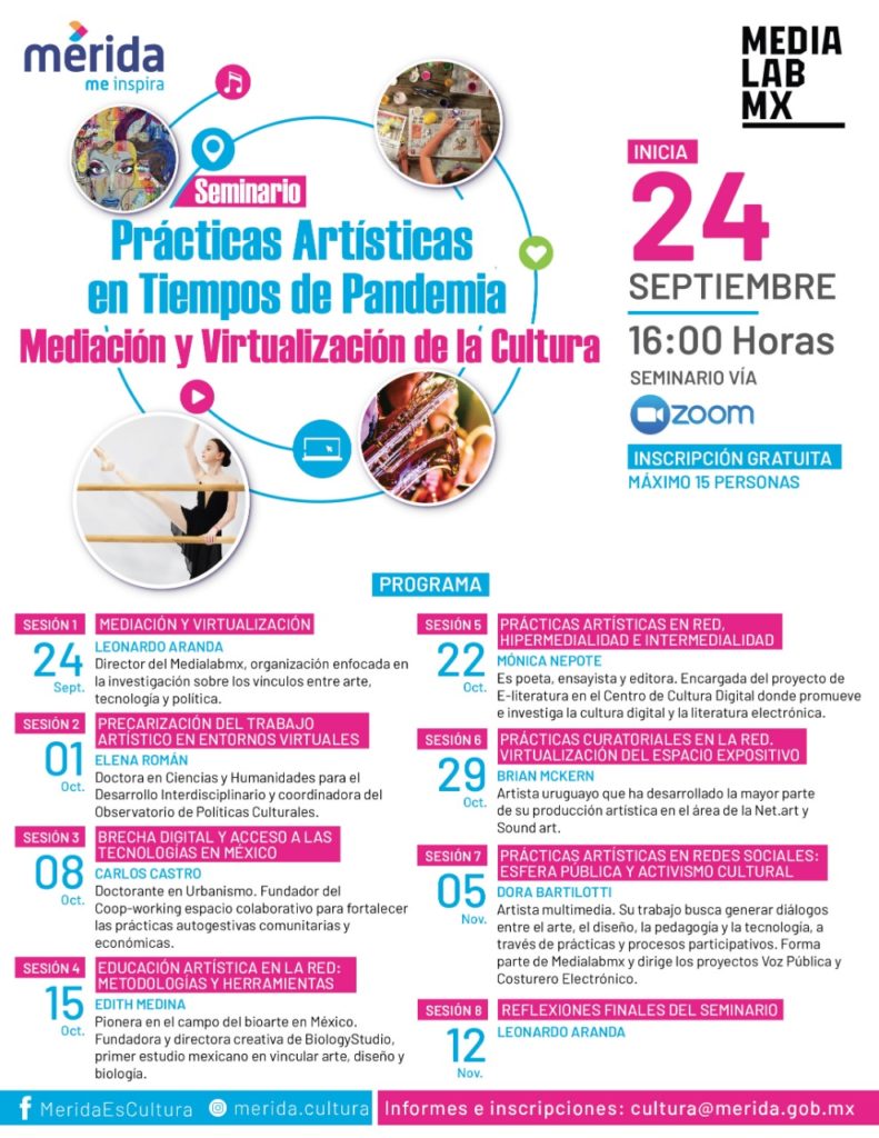 Las disciplinas y prácticas artísticas en tiempos de pandemia, en análisis profundo en próximo seminario