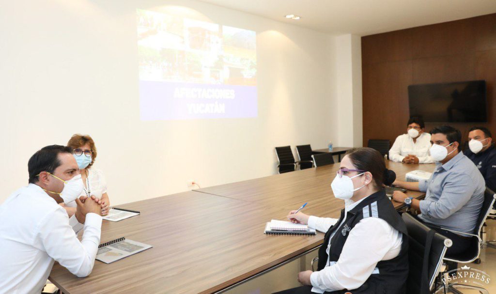 Presenta el Gobernador panorama de Yucatán luego del paso de las tormentas tropicales a la Coordinadora Nacional de Protección Civil, Laura Velázquez Alzúa