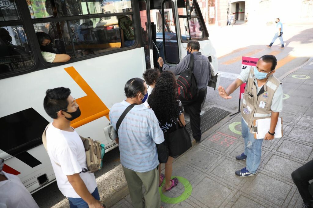 Se implementan mejoras en las zonas de ascenso y descenso del Centro de Mérida ante posibles contagios de Coronavirus