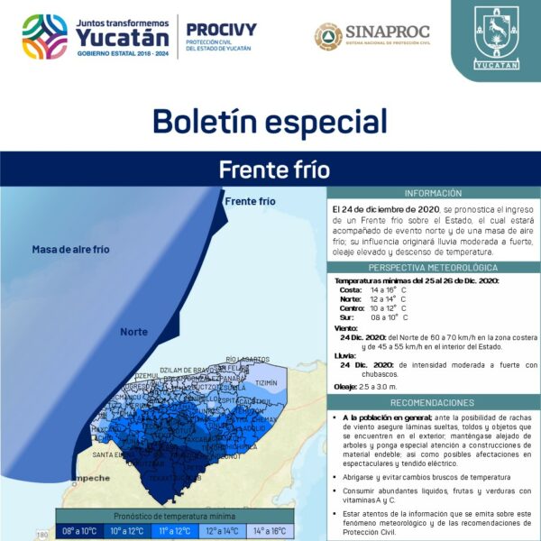 Se prevé frío y lluvias, antes, durante y después de Navidad: Procivy