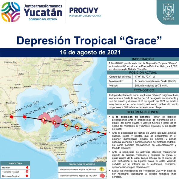 Fuertes lluvias, vientos y oleaje en Yucatán, el 18 y 19 de agosto