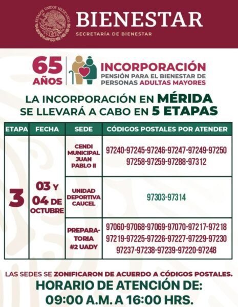 Se realizará la tercera etapa de incorporación de adultos mayores en Mérida
