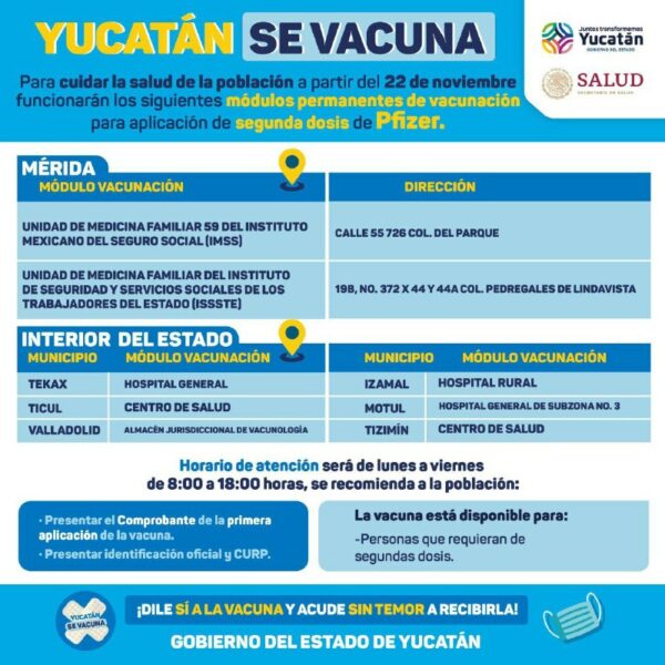 Instalarán módulos permanentes para aplicación de segundas dosis de la farmacéutica Pfizer