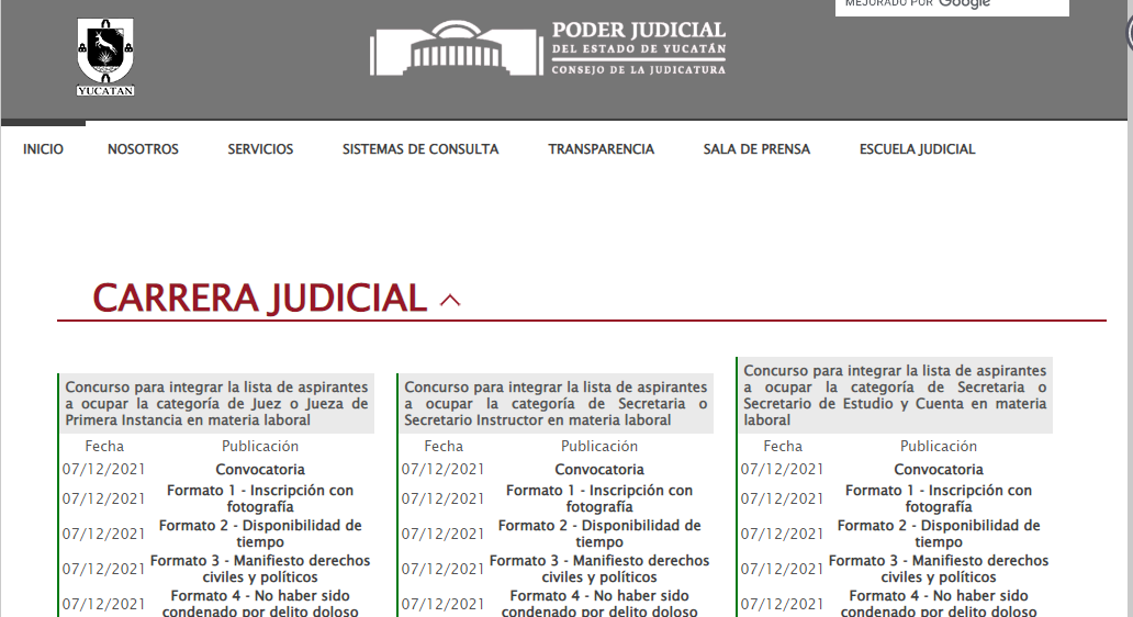 Publica Poder Judicial convocatoria para integrar lista de aspirantes a ocupar categorías en materia laboral