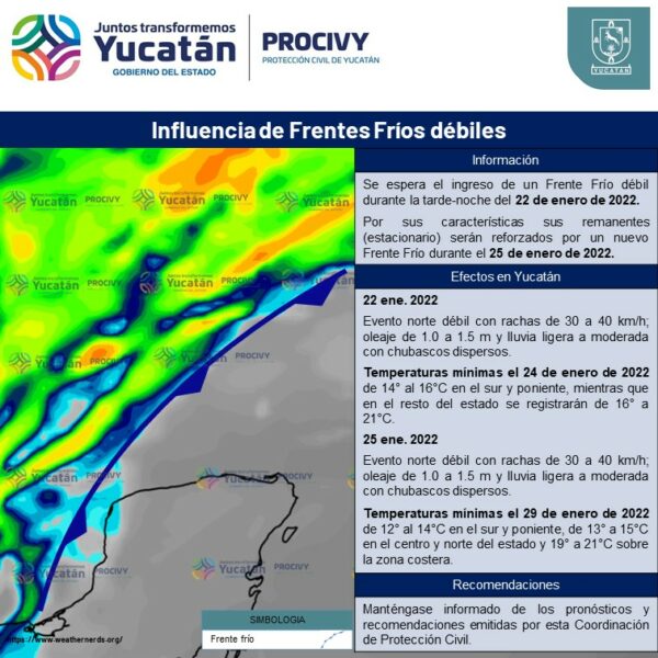 Llama Procivy a abrigarse, ante dos frentes fríos próximos