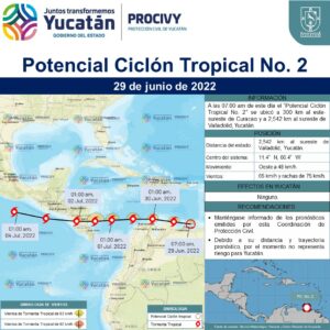 Informa Procivy sobre potencial ciclón tropical