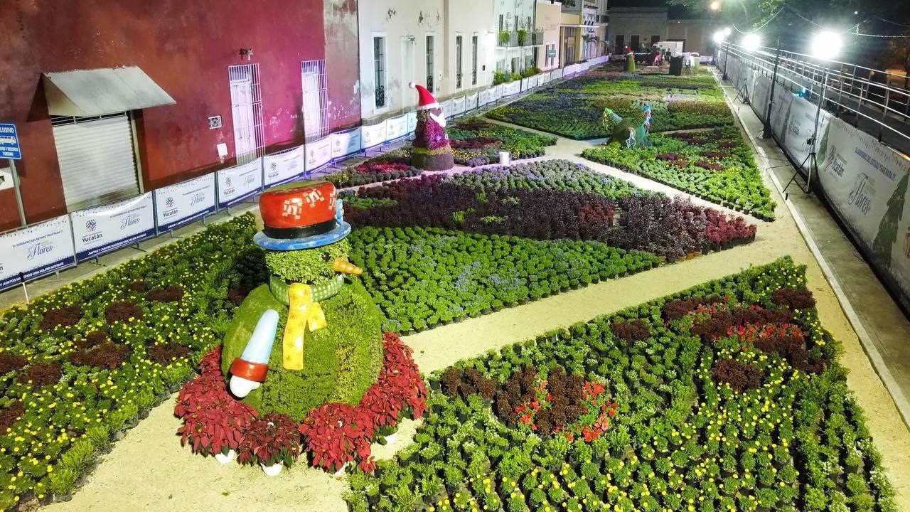 Inicia la exhibición “Paseo Navideño de las Flores” en parque de La Mejorada de Mérida