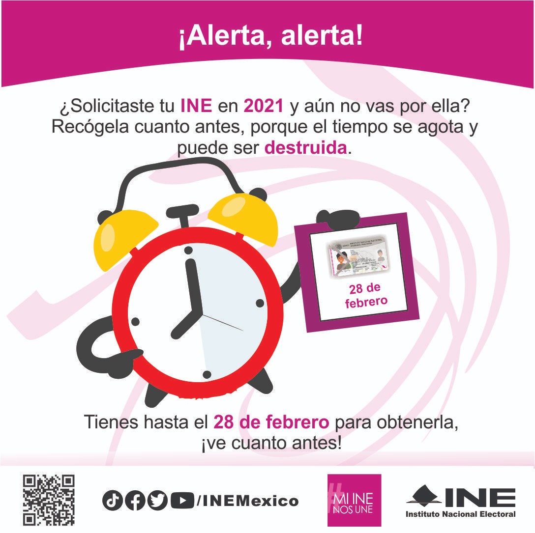 Pide el INE a la ciudadanía pasar a recoger sus credenciales que tramitaron